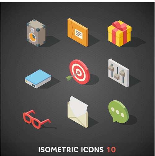 Isometric icons flat vector design 09
