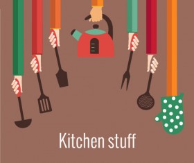 Kitchenware and hands vector material 05