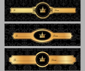 Luxury crown banners vector 02