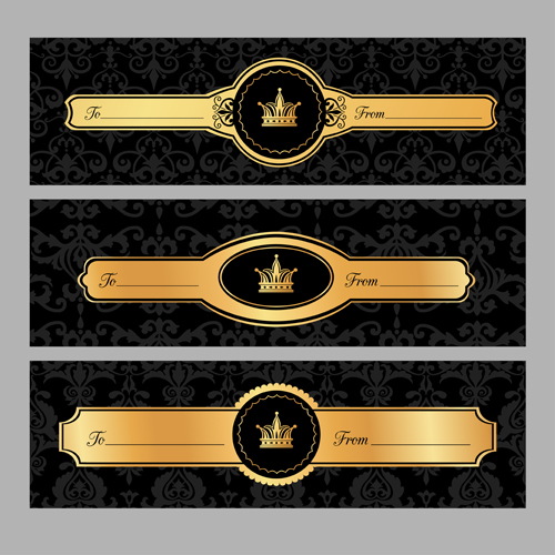 Luxury crown banners vector 02