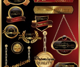 Luxury golden labels with heraldry vector set 02