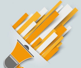 Megaphone with paper tapes background vector