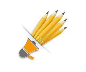Megaphone with pencil background vector