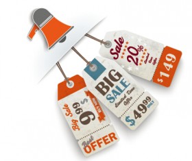 Megaphone with tags background vector