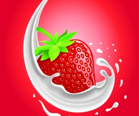 Milk with fruit vector background 01