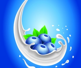 Milk with fruit vector background 02