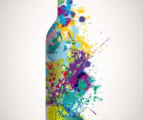 Oil watercolor wine bottle background