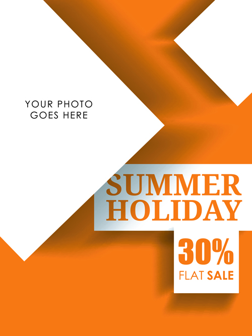 Orange styles summer holiday vector poster 02