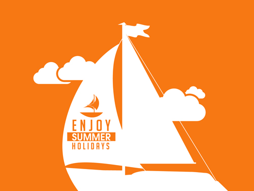 Orange styles summer holiday vector poster 03