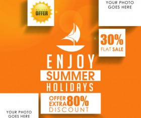Orange styles summer holiday vector poster 04