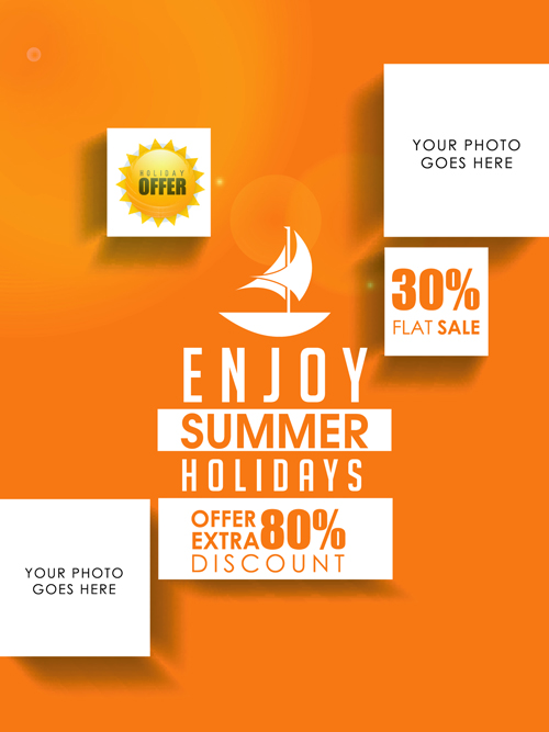Orange styles summer holiday vector poster 04