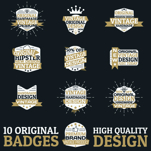 Original design badges with labels vector 01