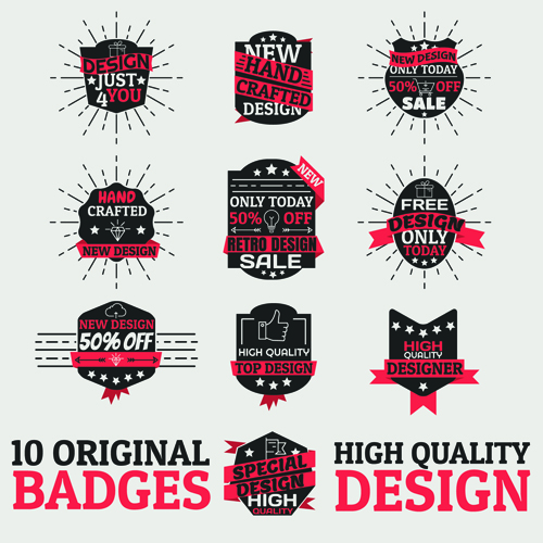 Original design badges with labels vector 02