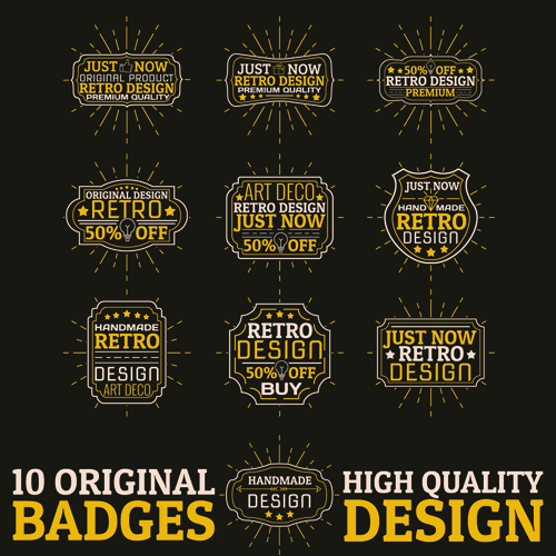 Original design badges with labels vector 03
