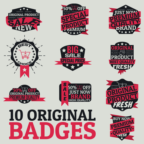 Original design badges with labels vector 04