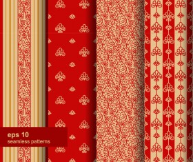 Ornaments floral pattern seamless set vector 01