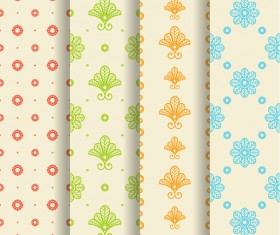 Ornaments floral pattern seamless set vector 05