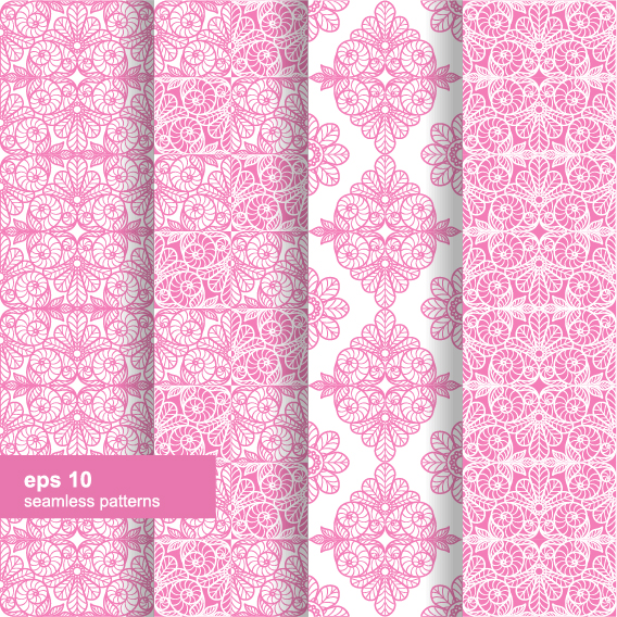 Ornaments floral pattern seamless set vector 06