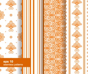 Ornaments floral pattern seamless set vector 08