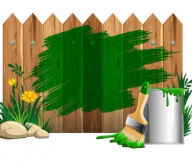 Paints with wood wall vector material 02