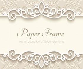 Paper frame with beige background vector 02