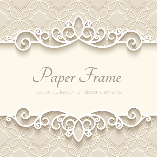 Paper frame with beige background vector 02