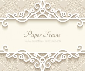 Paper frame with beige background vector 03
