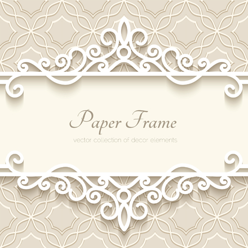 Paper frame with beige background vector 03