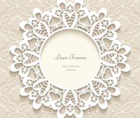 Paper frame with beige background vector 04