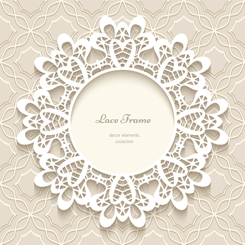 Paper frame with beige background vector 04