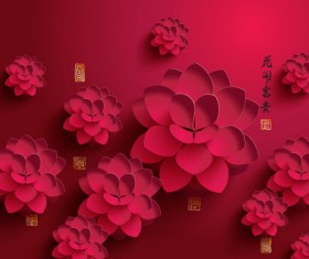Paper peony background vector