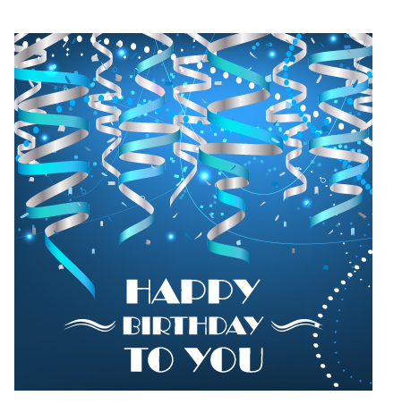 Paper tapes with confetti happy birthday background vector 02