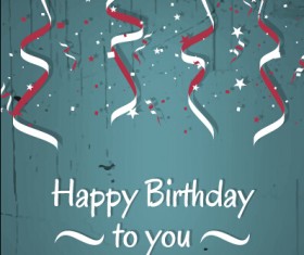 Paper tapes with confetti happy birthday background vector 03