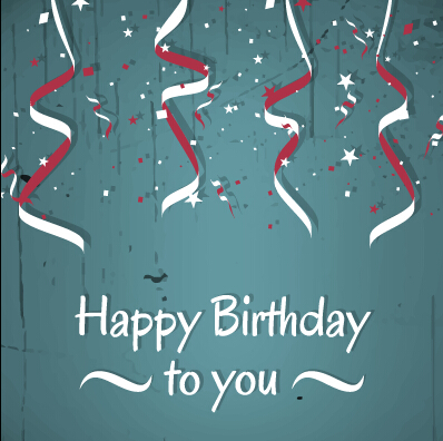 Paper tapes with confetti happy birthday background vector 03