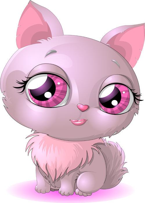 Pink cat girl vector material