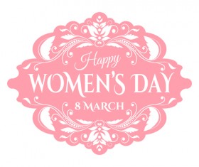 Pink womens day label vectors
