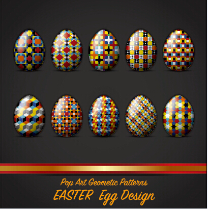 Pop art geometic pattern easter egg vector