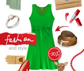 Pretty woman fashion style vectors