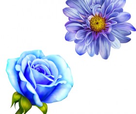 Realistic flowers beautiful vector set 01