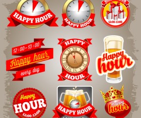 Red beer labels vector material