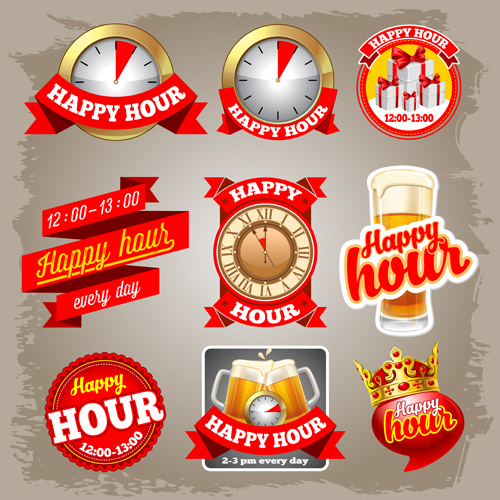 Red beer labels vector material
