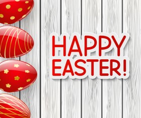 Red easter egg with wood background vector