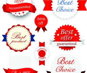 Red ribbon with commodity labels vectors 01