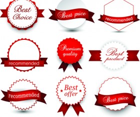 Red ribbon with commodity labels vectors 02