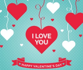 Red with white hearts and ribbon vector