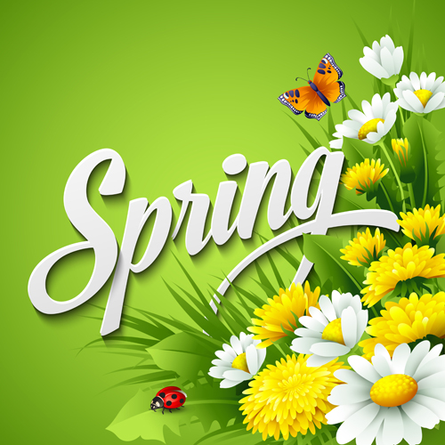 Refreshing spring flower backgrounds vector 01