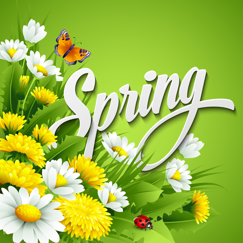 Refreshing spring flower backgrounds vector 03