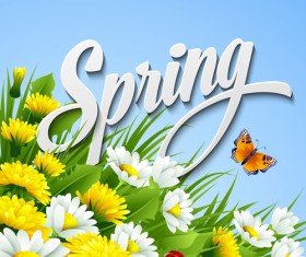 Refreshing spring flower backgrounds vector 04