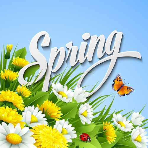 Refreshing spring flower backgrounds vector 04