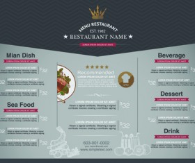 Restaurant menu price list creative vector 01